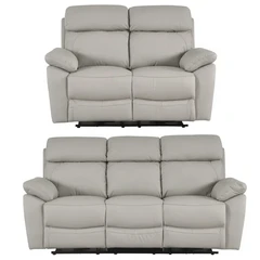 Dandrea Genuine Leather Light Grey Electric Power Recliner 3+2 Seater Sofa Set