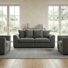 Byron Grey Fabric 3+1+1 Seater Sofa Set